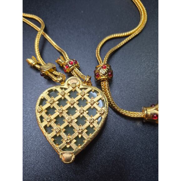 Elizabeth Taylor for Avon Shah Jehan Taj Mahal Heart Necklace Gold-Tone Ruby - Picture 15 of 15